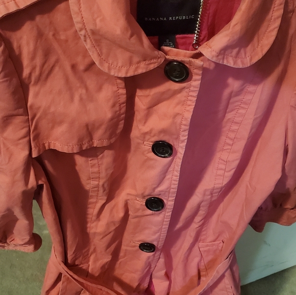 🔆 Pink Banana Republic femine pea/ladies trench style jacket damaged - Picture 2 of 16